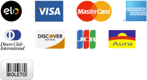Cartões: ELO; VISA; MASTERCARD; AMERICAN EXPRESS